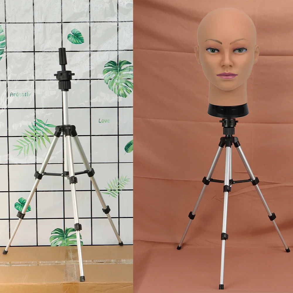 Manequim Cabeça Peruca Stand com Peruca Ajustável Tripé, Suporte para Fazer Perucas, Display com T Pins, Peruca Cap, Free Gift, Novo