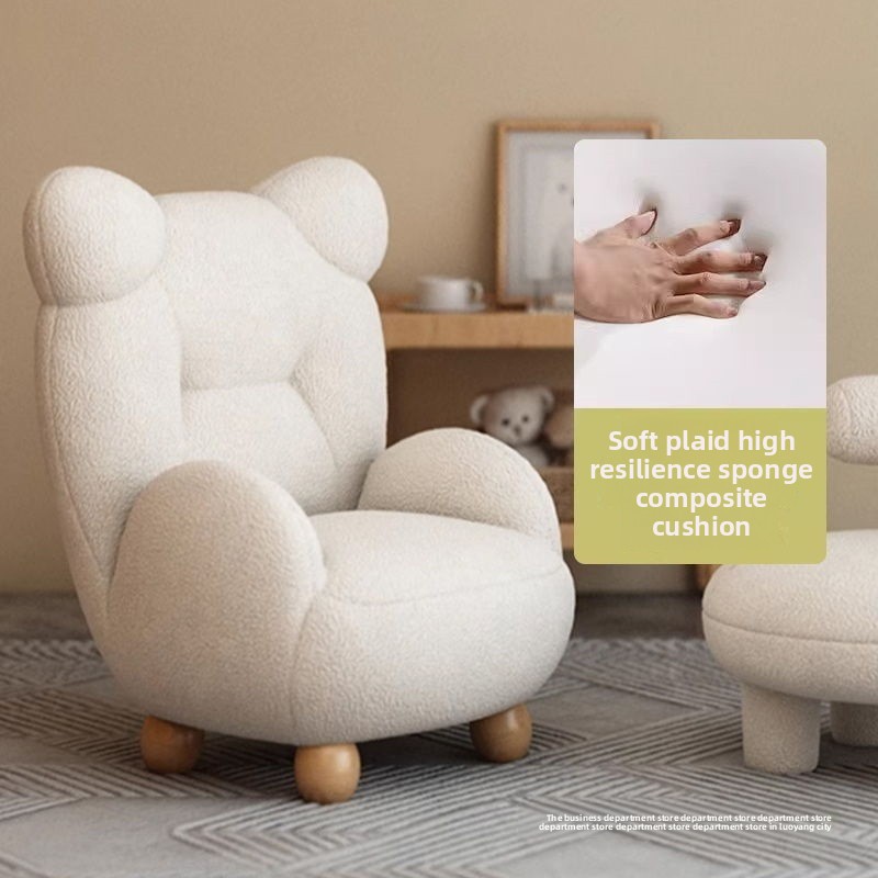 Children's sofa bear cute single cartoon seat mini lamb wool
