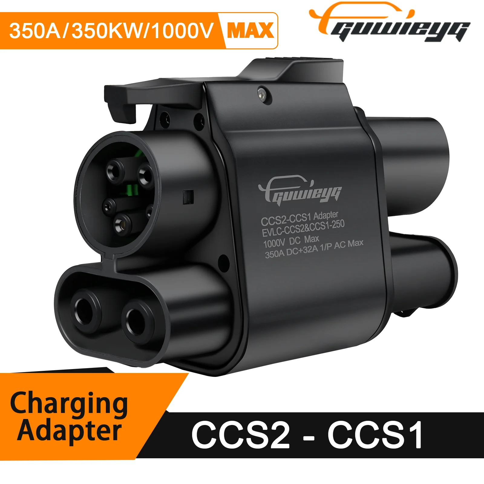 GUWIEYG CCS2 auf CCS1 EV-Ladegerät-Adapter, 350 A, 350 kW, DC 1000 V, Schnellladung, passend für tragbare CCS2-EV-Ladegeräte und CCS1-Standardautos