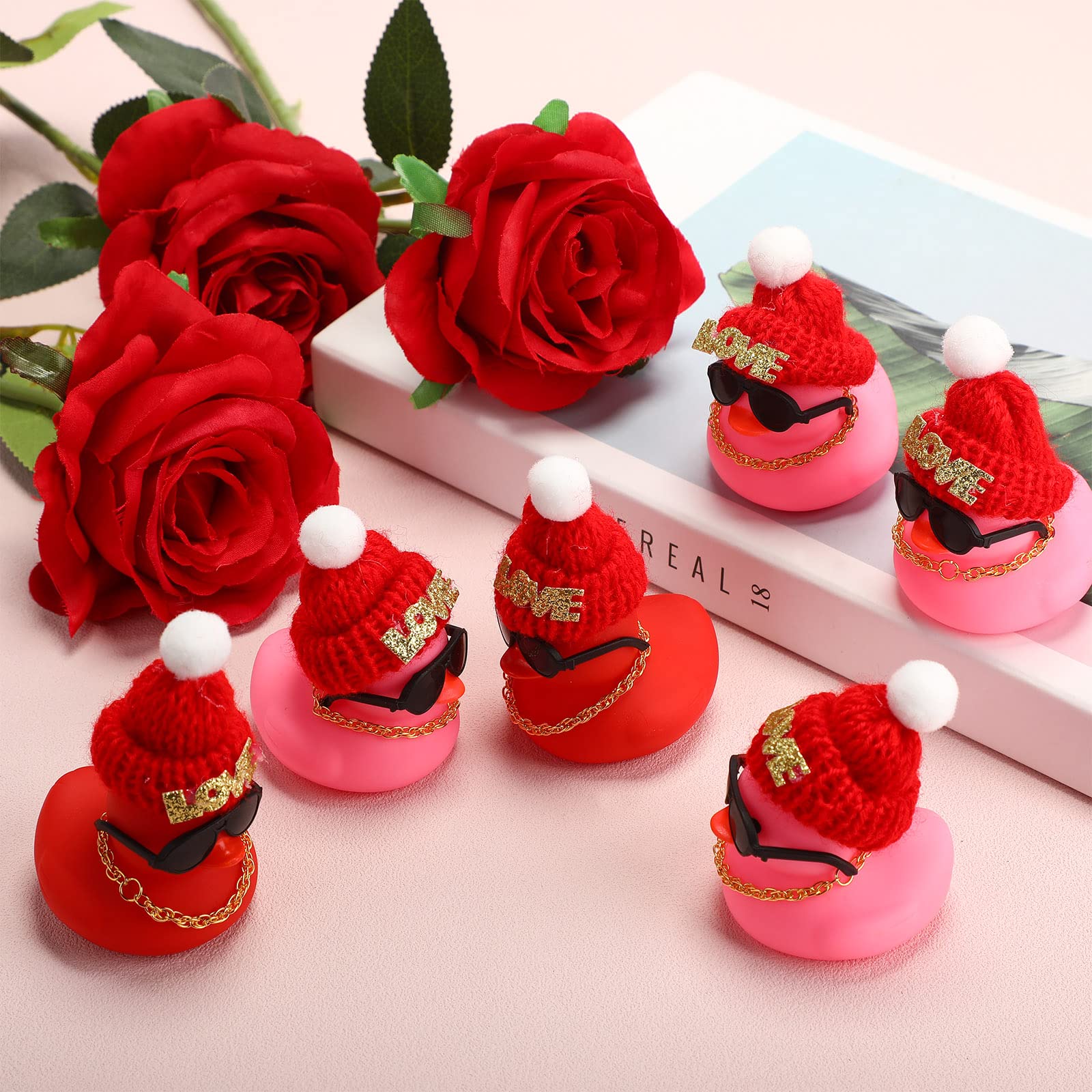 24 /72Pcs Valentine's Day Mini Rubber Duck , Valentine Rubber Duck in Bulk Bath Toys for Kids Valentines Classroom Gift Exchange