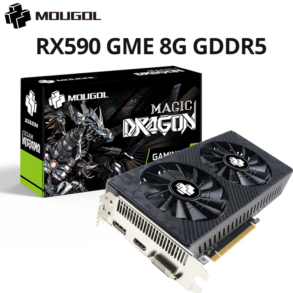 MOUGOL Новая RX590 GME 8G Память 256Bit PCIE3.0x16 HDMI-совместимый DP DVII интерфейс Подходит для игровых компьютеров
