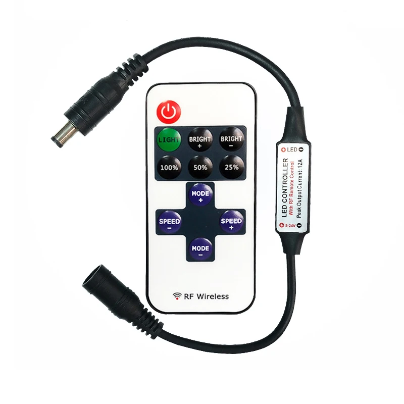 DC5-24V Mini 11Keys RF Wireless Led Remote Controller Led Dimmer Controller For Single Color Light Strip SMD5050/3528/5730/3014/