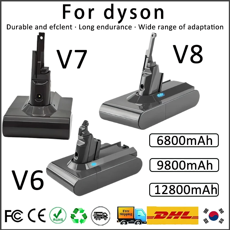 100% новая аккумуляторная батарея для пылесоса Dyson V6 V7 V8 серии SV07 DC62 DC58 DC31 Absolute Fluffy Animal Pro Bateria