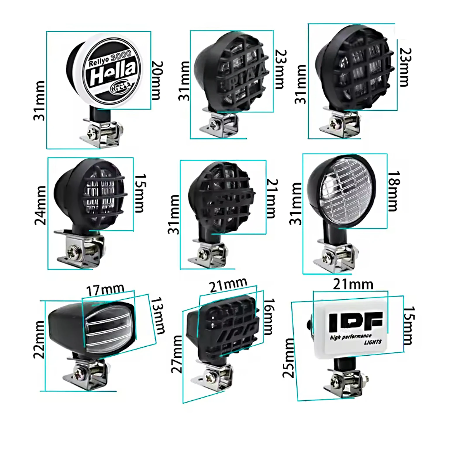 2pcs Round Light Headlight Spotlight for 1: 10 RC Trx4 TRX6 SCX10 90046 RC Car