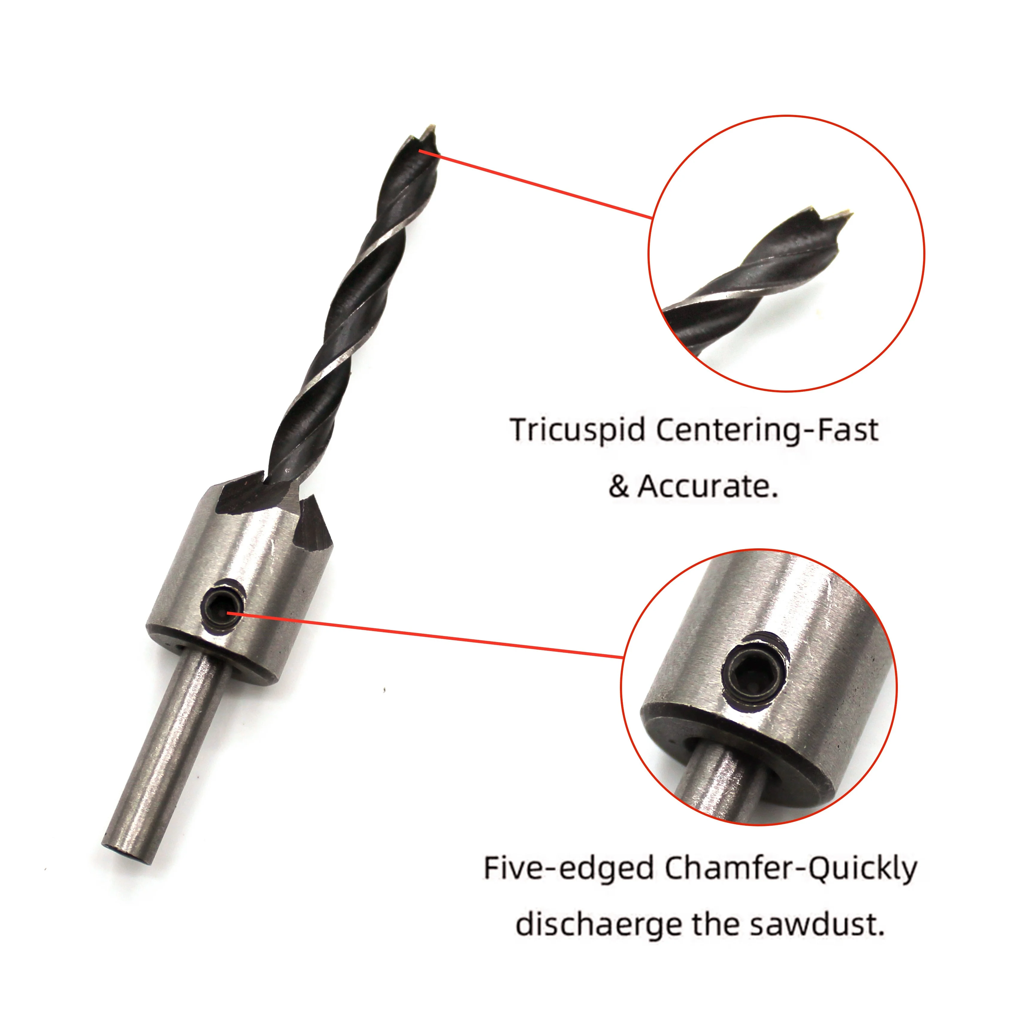 4pc Three Pointed Woodworking Counterbore Drill 3-6mm Reaming Drill Screw Chamfering Drill Bit Hole Opener Tool Set