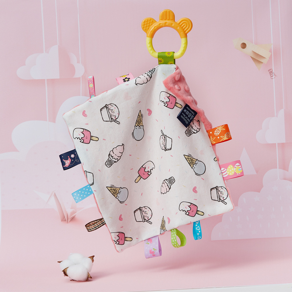 Coperta per piumino in cotone per bambini Morbida etichetta per piselli neonato Asciugamano lenitivo Carino per bambini Giocattolo per il sonno Lenire Placare Asciugamano Bavaglini Asciugamano per saliva