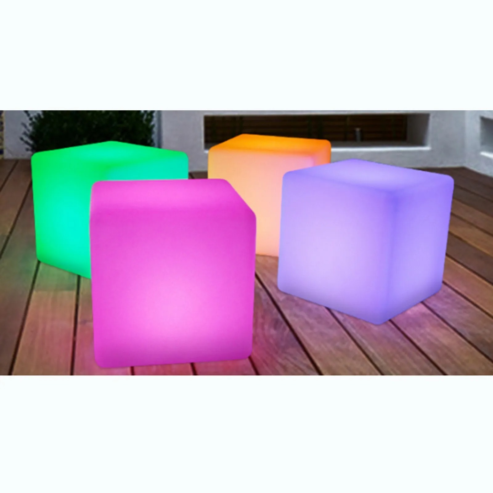 Cubo de luz LED RGB externo/interno, banco que muda de 16 cores, assento para cadeira de festa no pátio