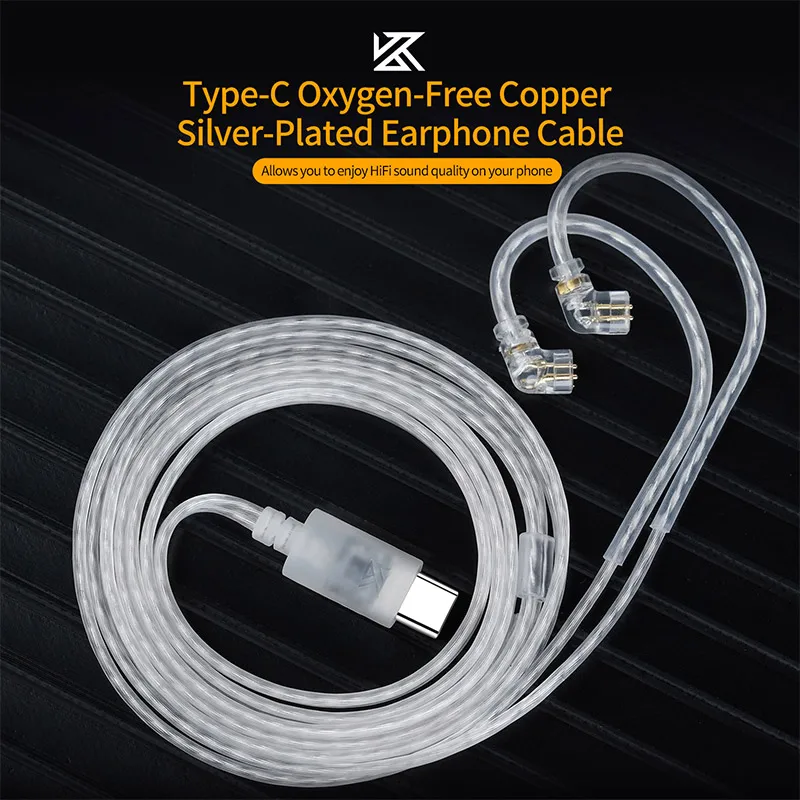 KZ doble paralelo plateado tipo c cable de actualización 0,75 pin chapado en oro fiebre cobre plateado auriculares actualización reemplazar