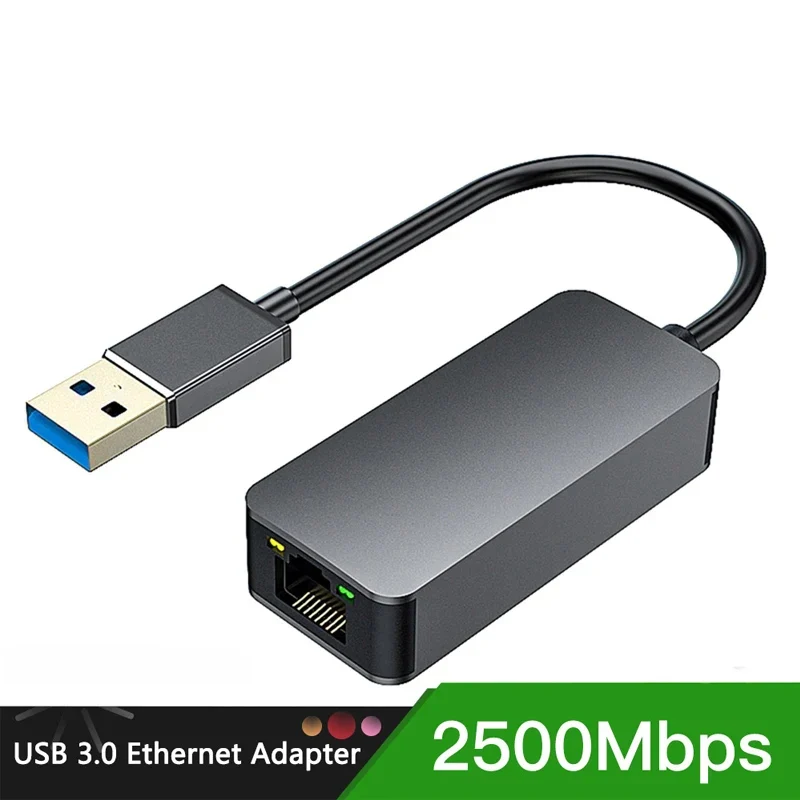2500Mbps USB C tipo C Ethernet a RJ45 2,5G USB 3,0 adaptador con cable convertidor Lan Network Hub para Windows 7/8/10 MAC para PC portátil