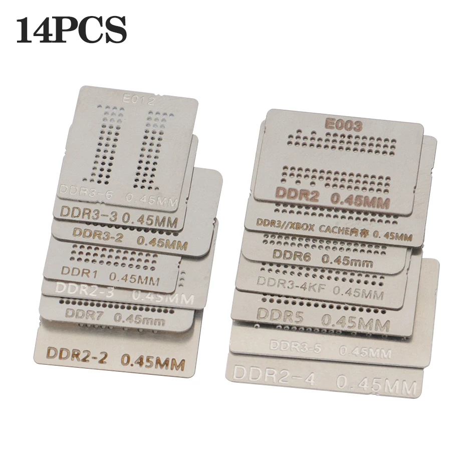 14/20 unids/set BGA flocado bola plantilla Kit especial, plantilla de calor directo para DDR4-BGA96 BGA78 DDR3-2 DDR5 DDR6 DDR7 reparación de chips