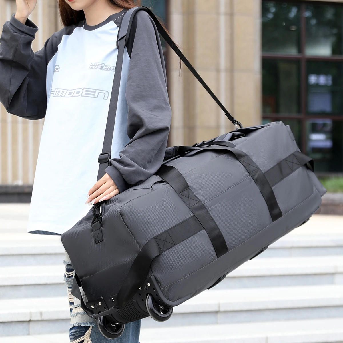 Reisetasche, Handtasche mit großem Fassungsvermögen, tragbares Outdoor-Handgepäck, Roll-Reisetasche, praktische und praktische Unisex-Reisetasche