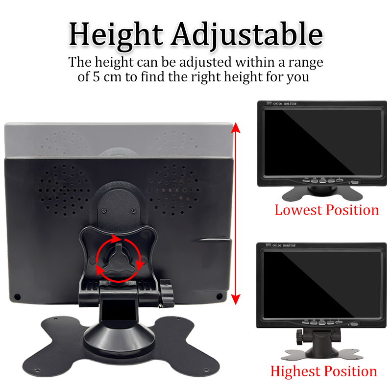 SINOVCLE pantalla de Monitor de coche de 7 pulgadas cámara de visión trasera HD Digital entrada de vídeo de 2 vías imagen de visión trasera 9V-36V TFT LCD sistema de estacionamiento
