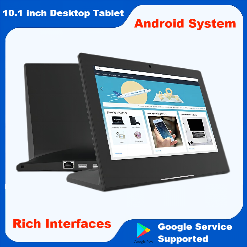 Tableta elegante en forma de L de 10,1 pulgadas, Tablet con pantalla táctil POS de escritorio Android, menú de restaurante, pedido de cliente, PC con altavoz Dual