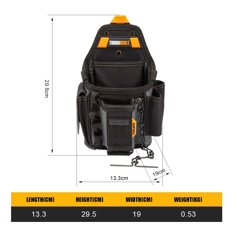TOUGHBUILT TB-CT-34 กระเป๋าช่างไฟฟ้าขนาดเล็กอเนกประสงค์แบบพกพาทนทานและทนทานชุดเครื่องมือจัดเก็บข้อมูล
