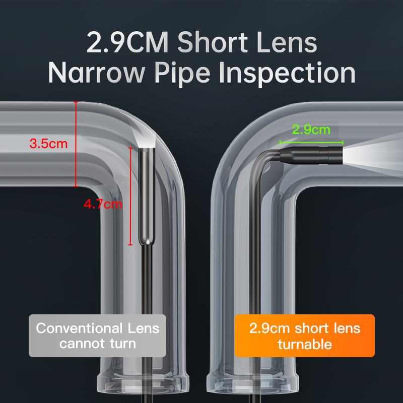 Промышленная эндоскопическая камера 4,3-дюймовый IPS-экран HD 1080P Бороскоп для осмотра канализационных труб IP67 Водонепроницаемый светодиод 2000 мАч для автомобиля