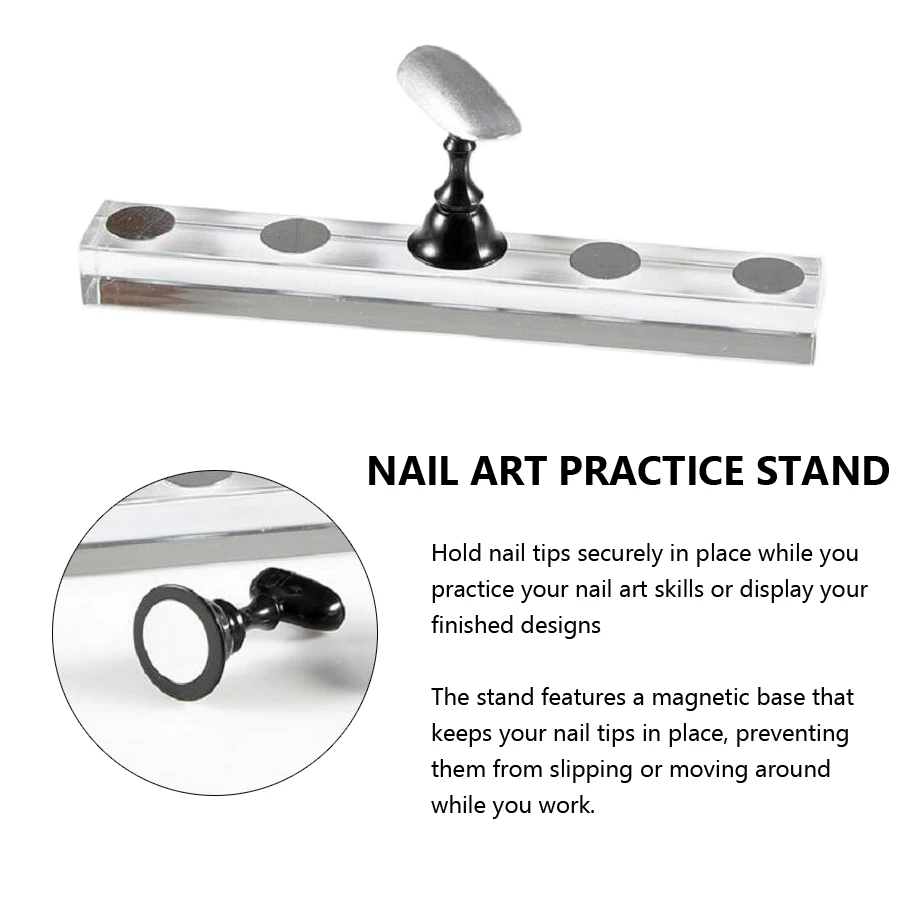 Ensemble de 5 présentoirs d'art d'ongle, support explorez ecs magnétique de base acrylique pour l'affichage de bouts d'ongle