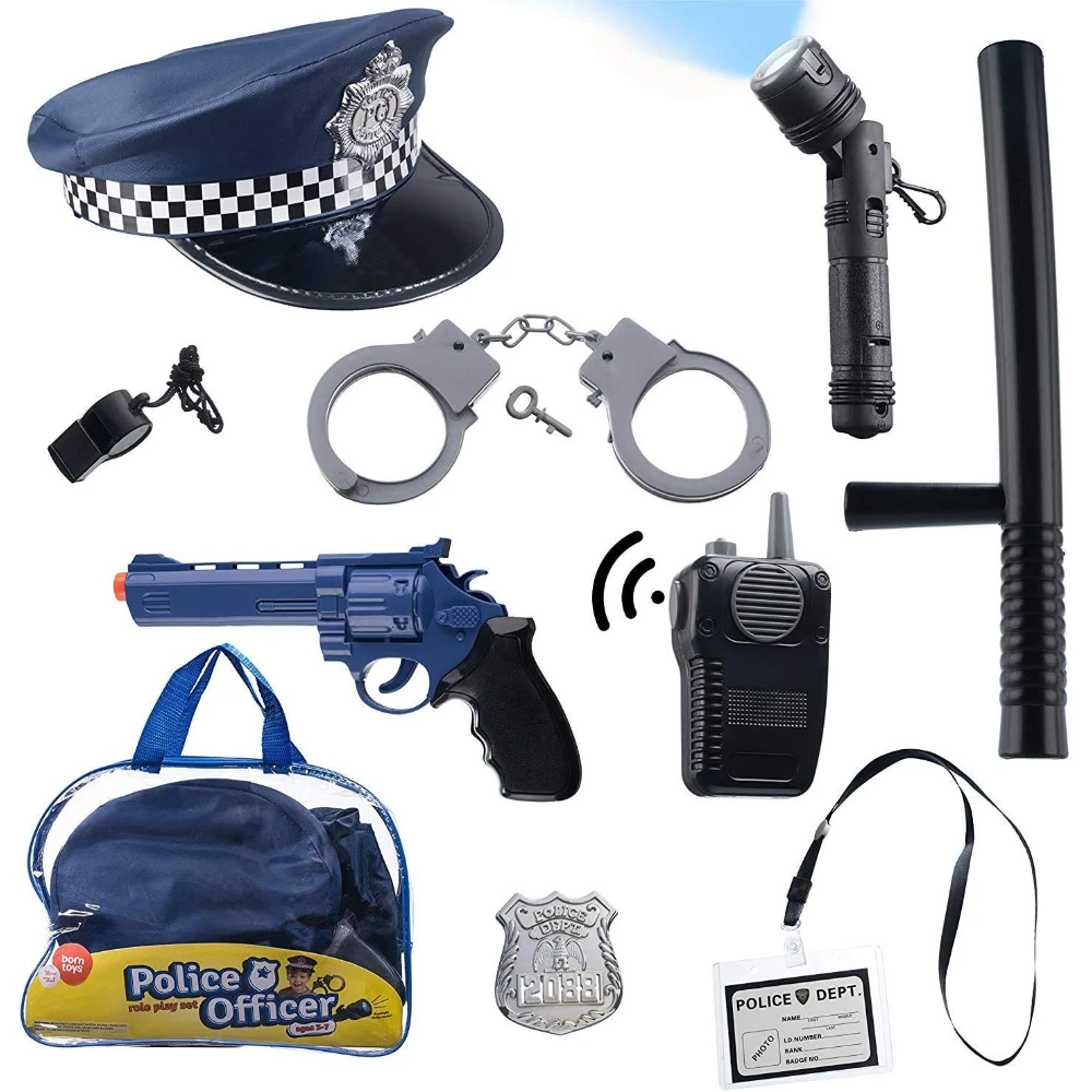 WizKidz Set de Juguetes de Policía con Bate de Policía, Esposas, Pistola de Juguete y Sombrero de Policía para Niños, Accesorios para Juego de Rol y Disfraces, Regalo.