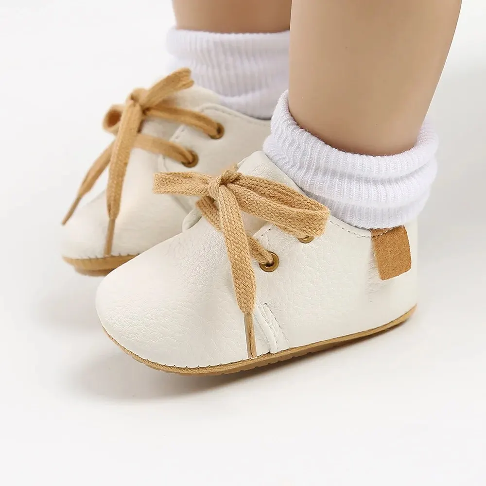 Meckior Retro-zapatos de cuero PU para bebé, mocasines antideslizantes con suela de goma para primeros pasos, Unisex, para recién nacido