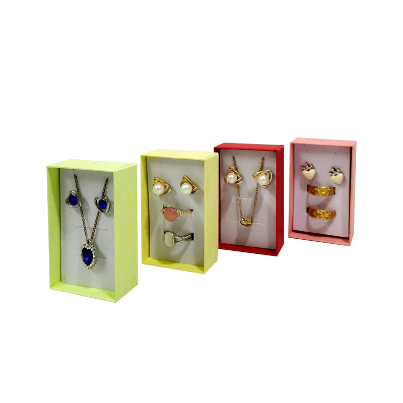 Conjunto de colar de anel de papel de alta qualidade, 12 peças, joias, colar, brincos, pacote retangular, caixa de presente 5*8*2.5cm