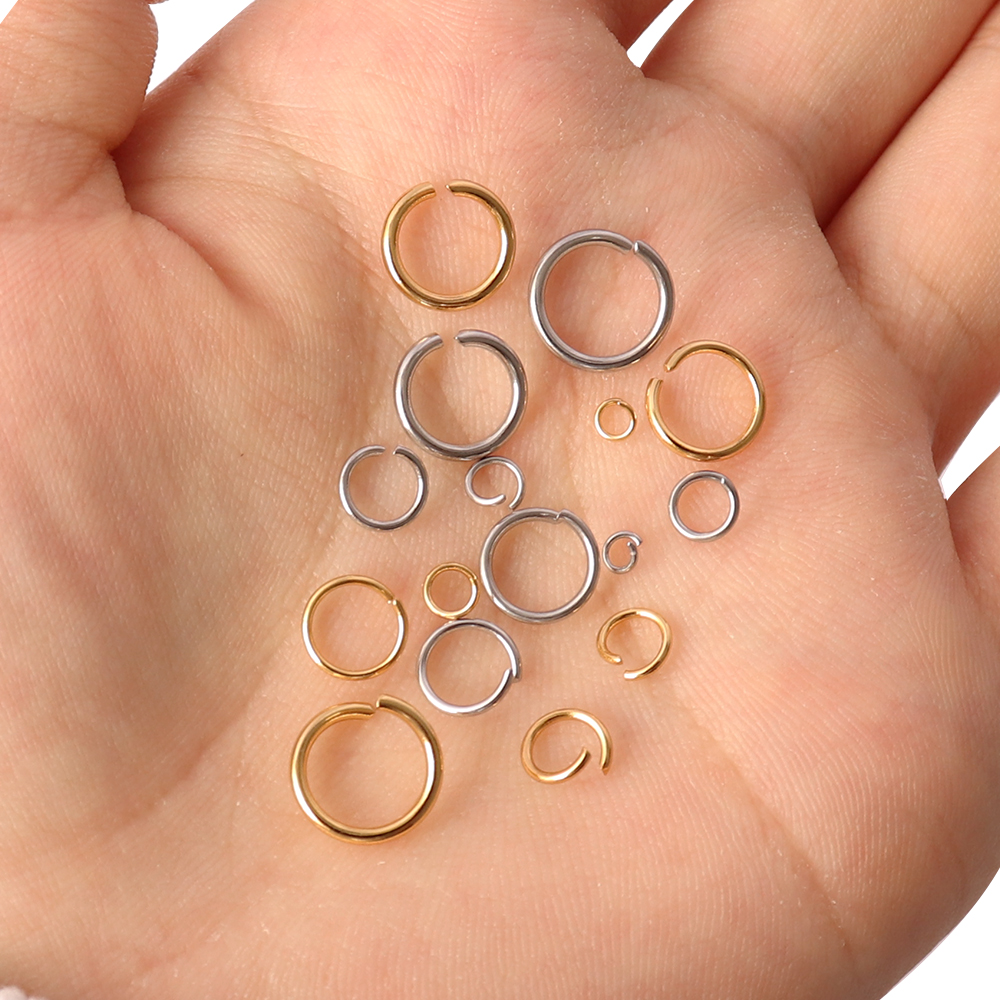 100-200 unids/lote de anillos abiertos de acero inoxidable, conectores de anillos divididos para suministros de joyería DIY, accesorios al por mayor
