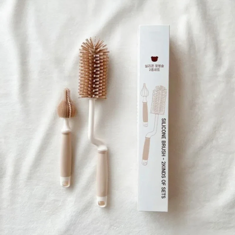 Coréen Ins nouveau-né bouteille mamelon brosse bébé spécial à Long manche brosse de nettoyage Silicone brosse de nettoyage ensemble
