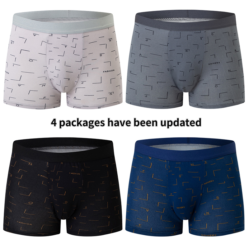 4 Pack europa e America taglia moda uomo Sexy Boxer intimo antibatterico traspirante plus Size pantaloncini da uomo grassi intimo