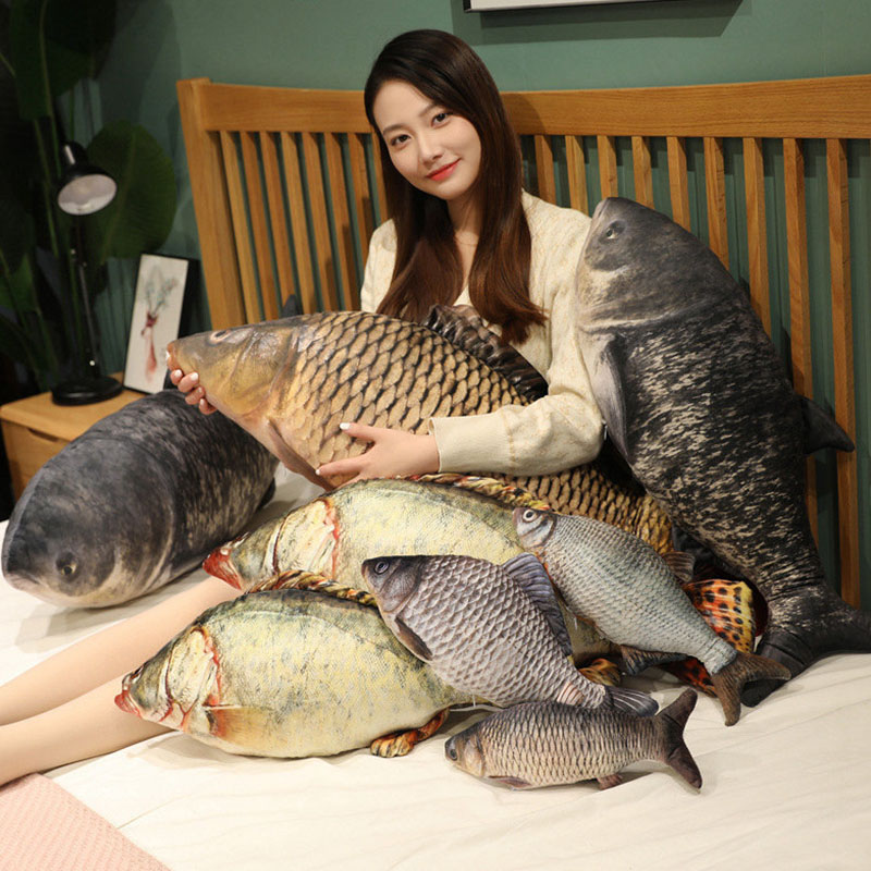 Simulação engraçado peixe brinquedos de pelúcia gigante pelúcia macio animal carpa travesseiro de pelúcia criativo almofada de sono para crianças meninas presente de natal