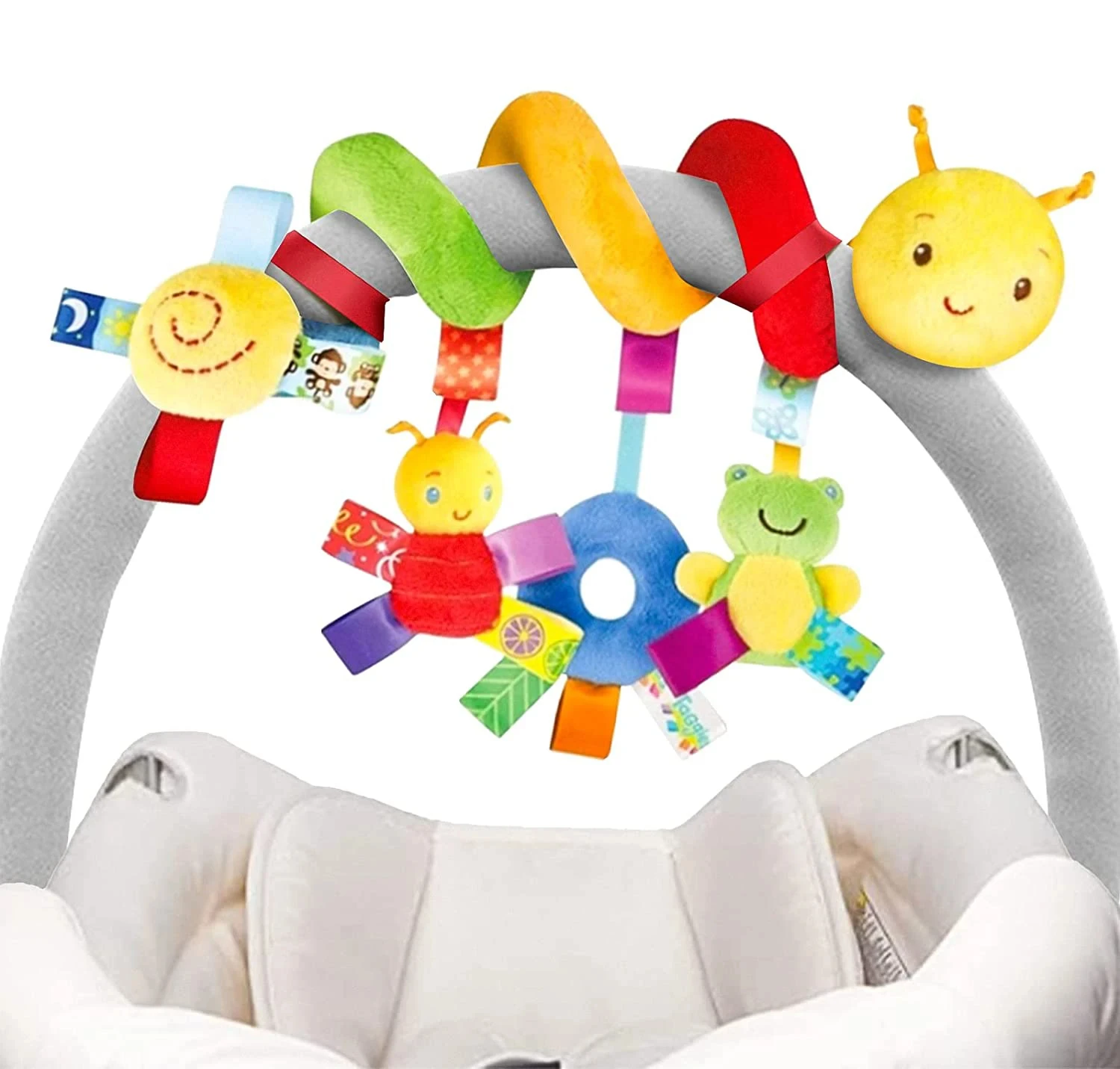 Seggiolino auto sospeso per bambini Giocattoli per passeggino sospeso per attività in peluche con squeaker BB e sonagli per giocattolo per attività di viaggio neonato