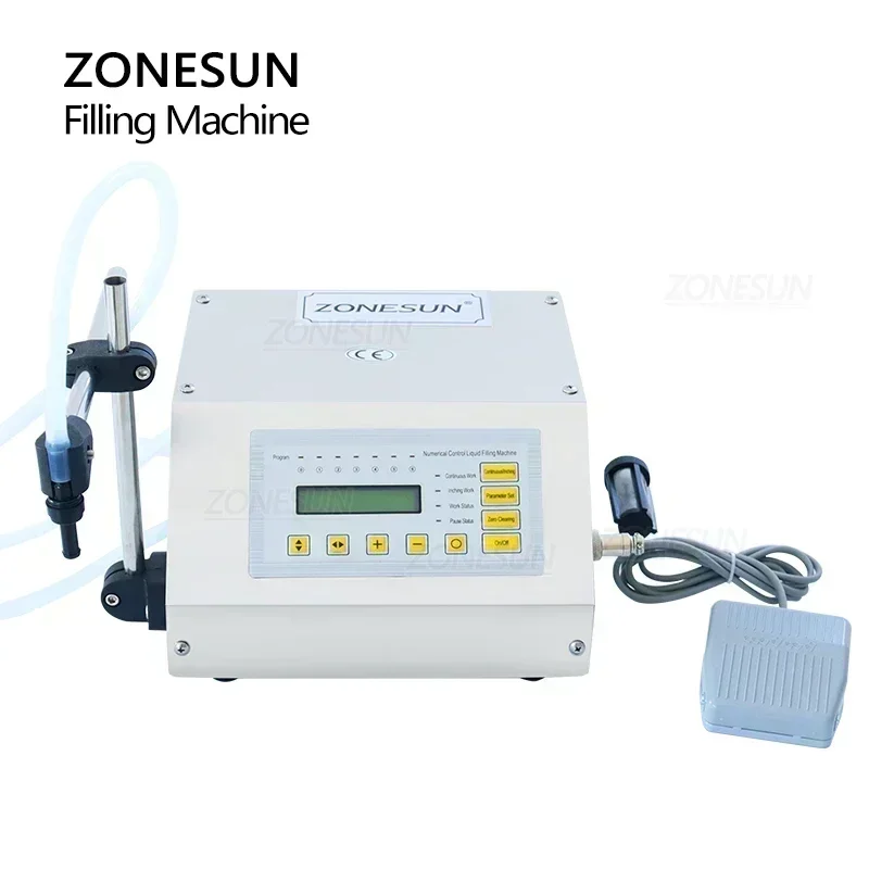 ZONESUN Liquid Filling Machine ควบคุมดิจิตอลน้ําดื่มน้ําหอมน้ําผลไม้นมขนาดเล็กขวดปั๊มไดอะแฟรมบรรจุ ZS-GFK160