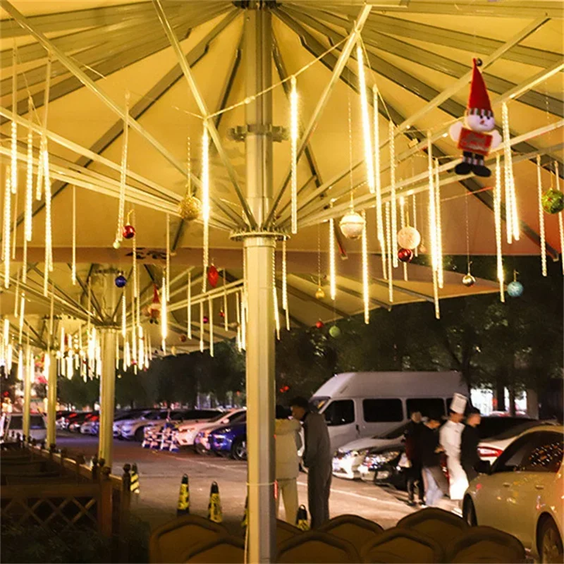 1/2/3/4 Set Outdoor LED Meteor Shower Lights Falling Rain Drop Fairy String Light for New Year Christmas Party Garden Decoration