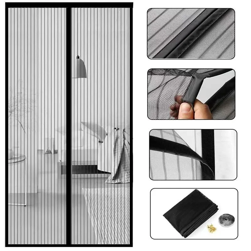 Magnetic Mosquito Net Curtain, Anti-Fly Auto Close Screen for Doors & Windows, Ventilation Mesh, No Drill Easy Install