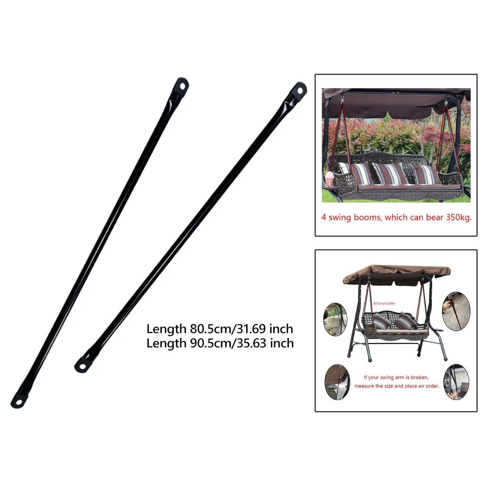 2Pcs Swing Replacement Rods for Tree Swing for Backyard Garden Swing Seat