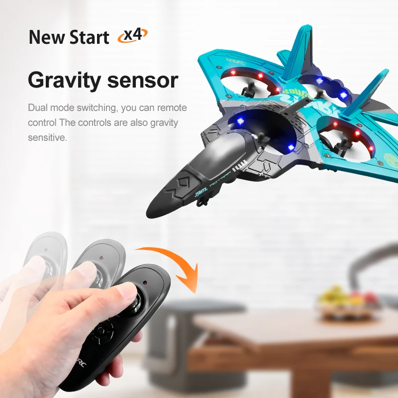 RC Pengendali Jarak Jauh Pesawat เครื่องบิน2.4G เซ็นเซอร์แรงโน้มถ่วงเครื่องบิน Tough Epp Glider LED Stunt ม้วน Jet เฮลิคอปเตอร์ของเล่นสำหรับเด็กเด็ก