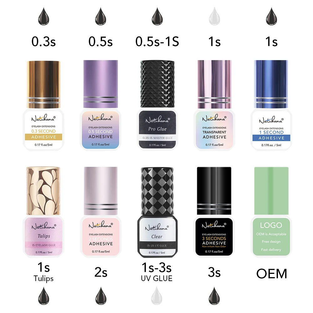 NATUHANA 5Ml 1 Thứ Hai Khô Nhanh Mạnh Mẽ Giả Mắt Mi Nối Dài Keo Dính Giữ 5-7 Tuần Thấp mùi Chồn Lông Mi Keo