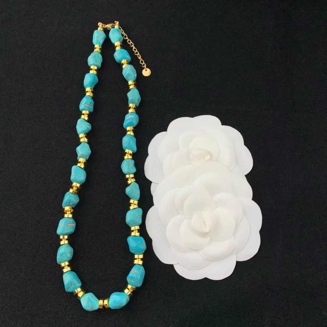 Colar turquesa irregular para mulheres, gargantilha de temperamento, joias de festa, atacado, presente vintage para meninas