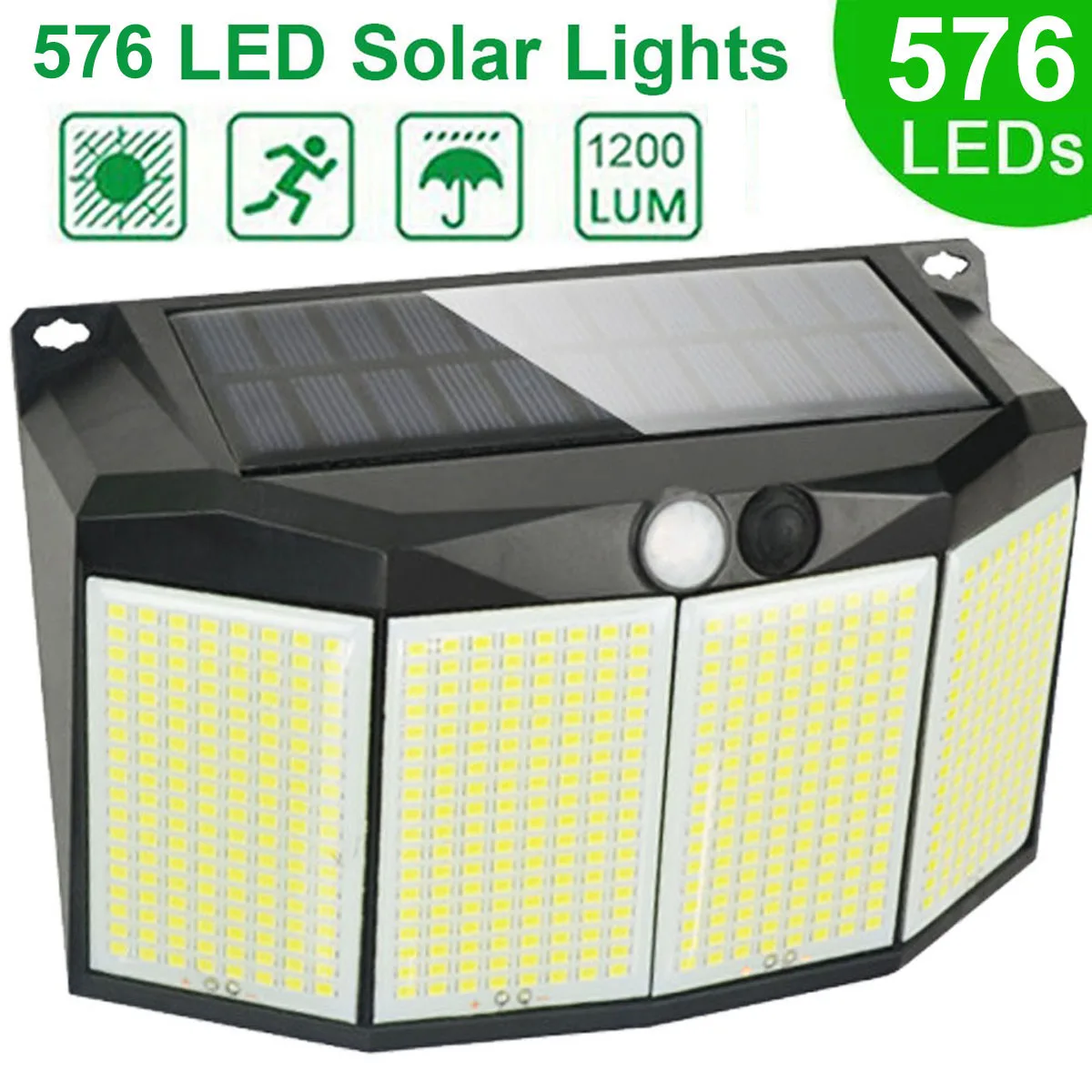 576 LED-Solarleuchten für den Außenbereich, Bewegungsmelder, 3 Modi, wasserdichte Sicherheitsflutlichter für Außenbereich, Weg, Garten, Garage, Lampe