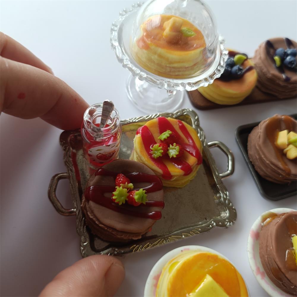 Miniatur-Puppenhaus Köstliche Pfannkuchen mit Aromen von Blaubeeren, Mango, Käse, Erdbeeren für Blyth Barbies ob11 Geburtstagsgeschenk