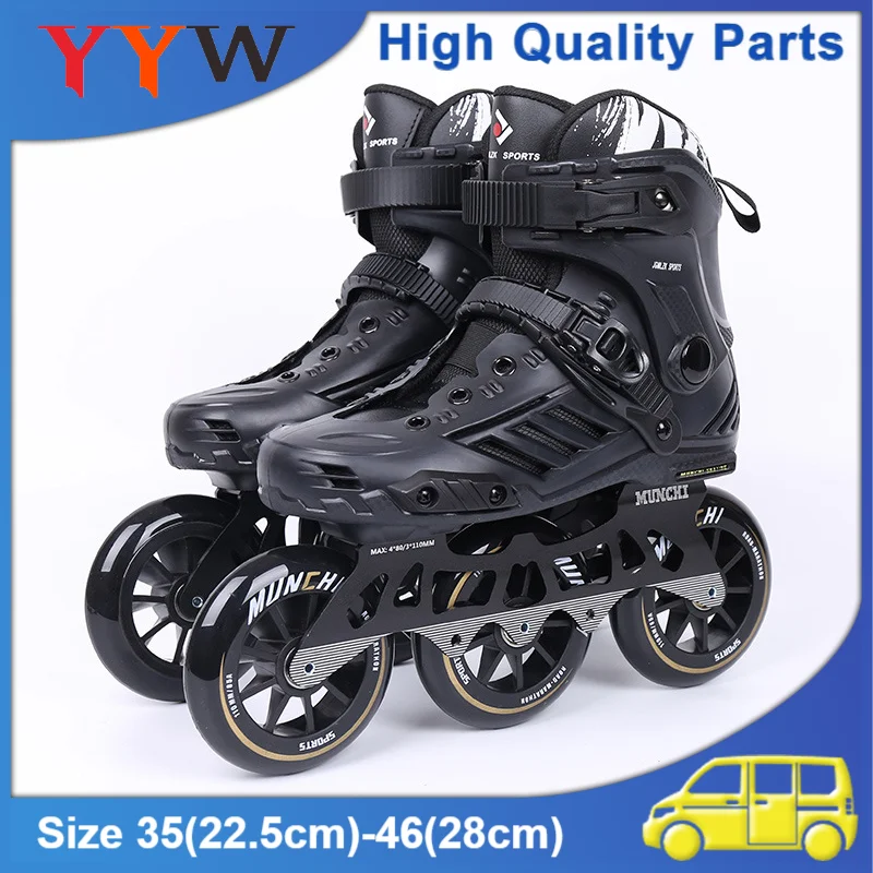 Zapatos de patines en línea profesionales para niños y adultos, zapatillas de patinaje de velocidad para carreras al aire libre, zapatillas deslizantes de 3 ruedas para hombres y mujeres