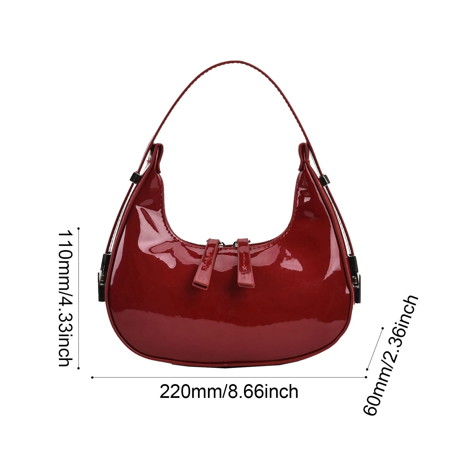 Half Moon กระเป๋า Vintage PU หนังกระเป๋าถือขนาดเล็กแบรนด์หรูผู้หญิงไหล่กระเป๋า Retro สีแดงสุภาพสตรีรักแร้กระเป๋า Mini Totes