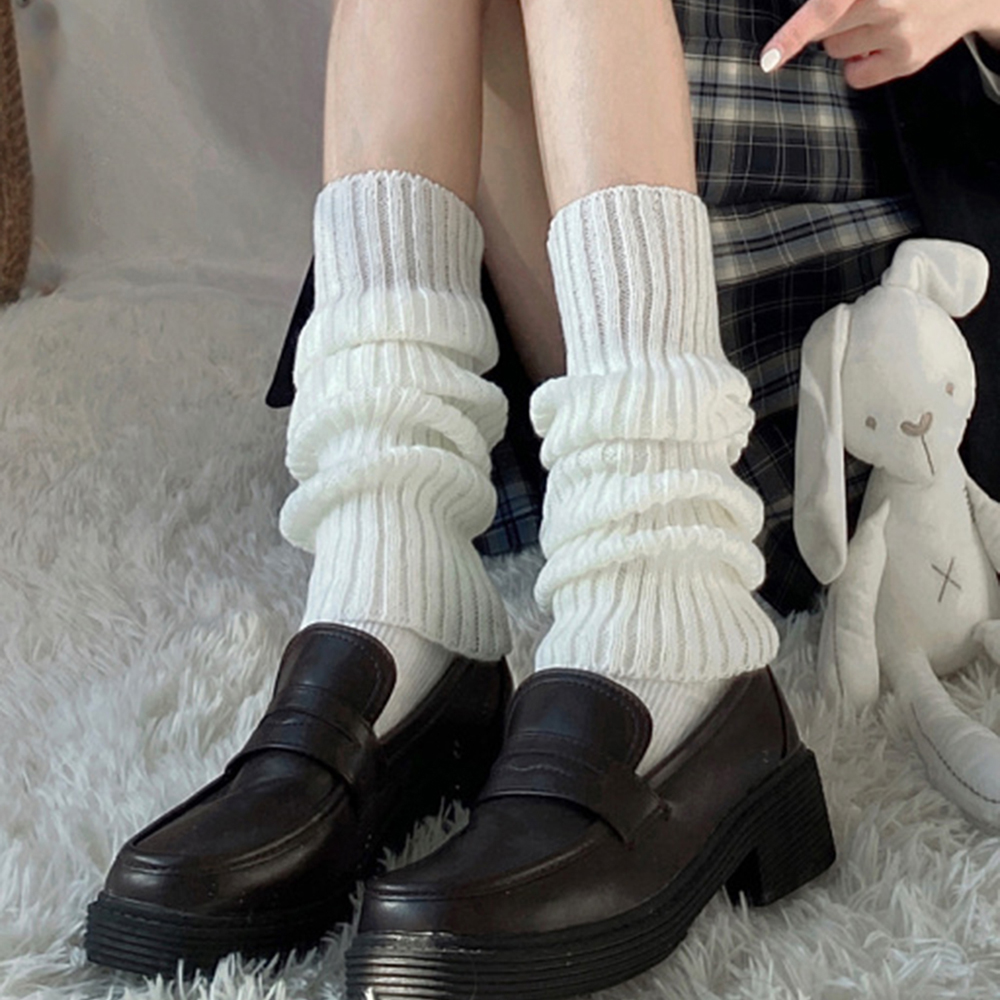 Lolita Beinlinge Frauen Lange Socken Gestrickte Warme Fuß Abdeckung Weiß Arm Wärmer Damen Herbst Winter Häkeln Socken Boot Manschetten