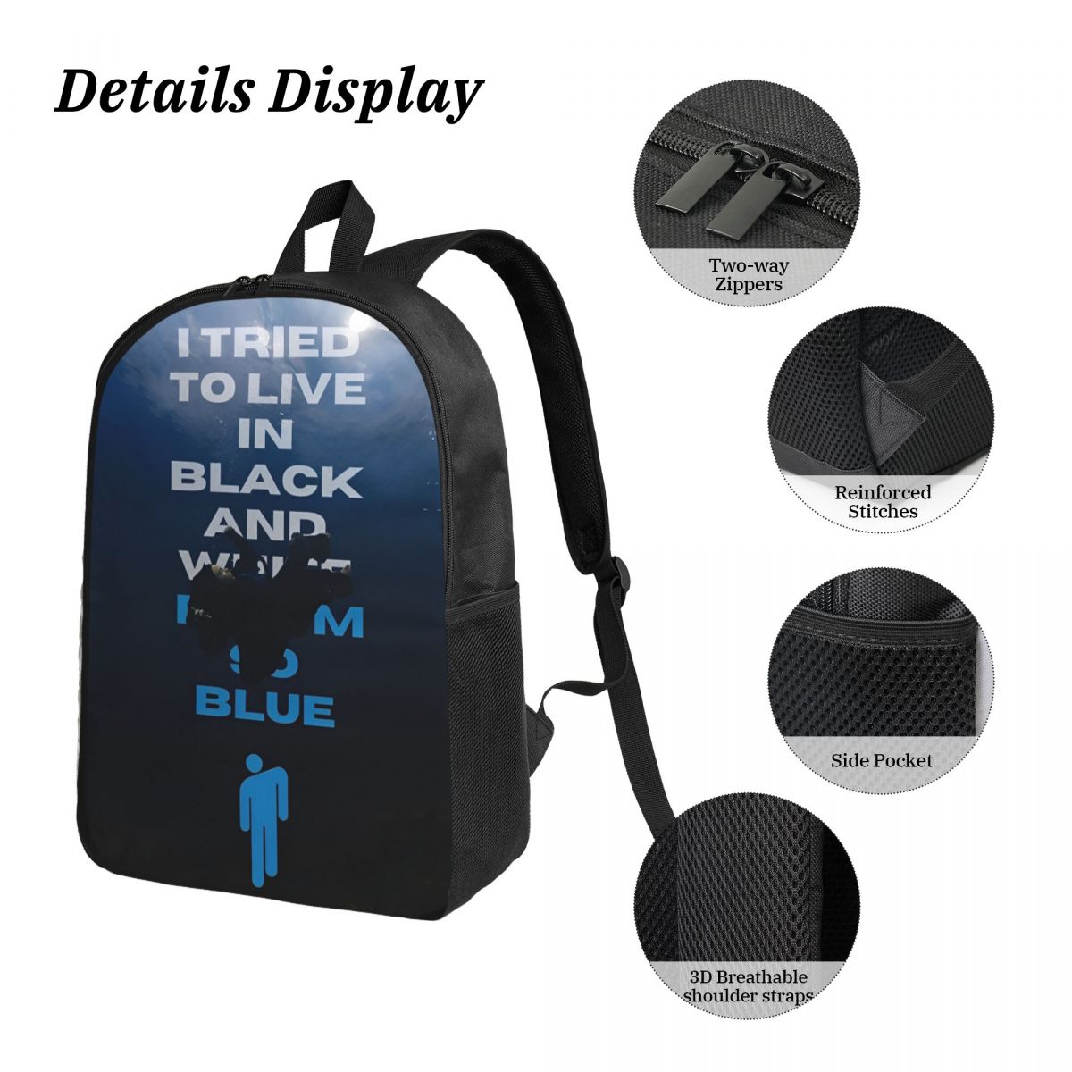 B-Billies E-Eilishing Kinderrucksack, Lunchbox, Bleistiftboxen für Jungen und Mädchen, Rucksäcke, Schultasche, Büchertaschen-Set