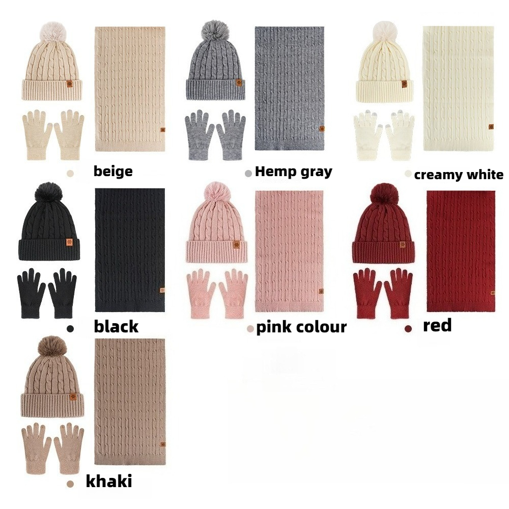 Conjunto de punto de invierno para mujer: gorro térmico con orejeras, bufanda y guantes para ciclismo y protección contra el viento al aire libre