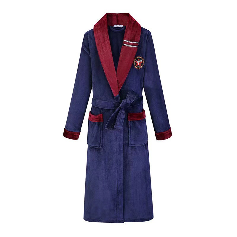 Albornoz de franela Extra largo y cálido para hombre y mujer, bata de baño térmica de terciopelo de talla grande, bata de baño de lana Coral, ropa de dormir