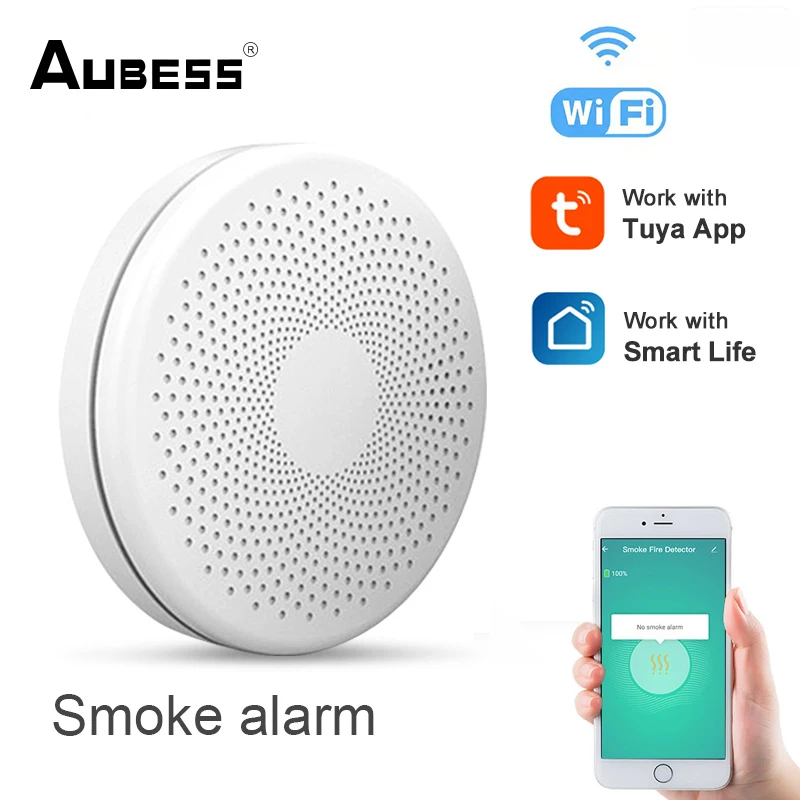 Sensor Detector de humo y monóxido de carbono, alarma de sonido, función WiFi, Tuya e Smart Life, versión 2 en 1