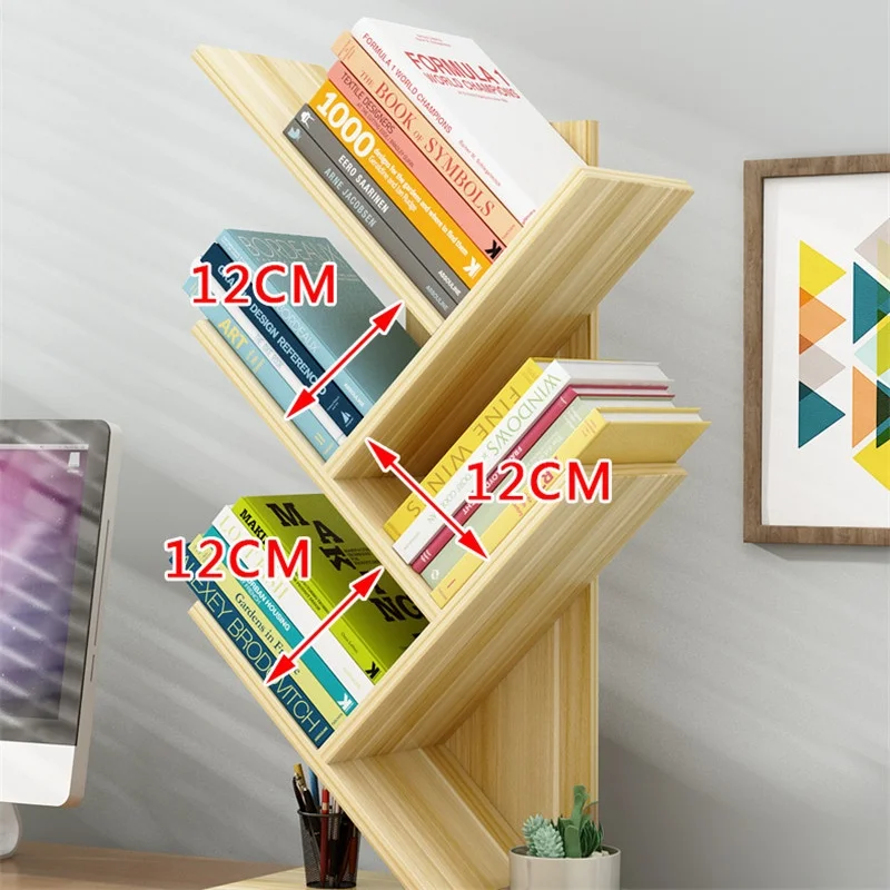 Bookshelf Multi-layer Simple Landing Fishbone Small Bookcase Student Bedroom Shelf Desktop Tree Book Storage Rack
