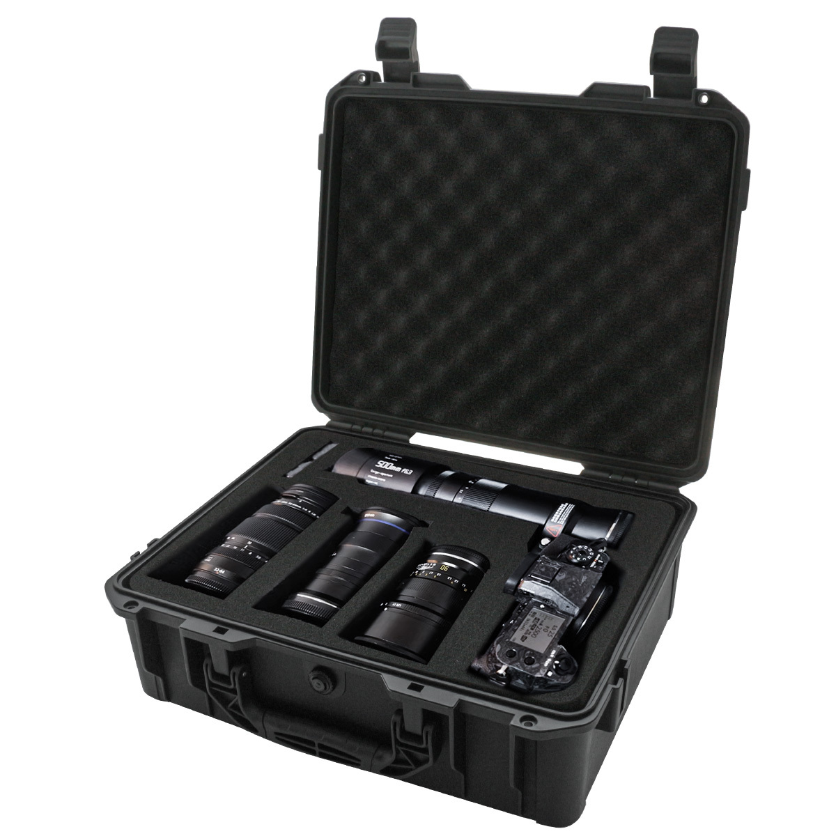 Waterproof and Durable Black Camera/tool Suitcase, Customizable Foam Interior, Portable, Safe Storage Case, Shock Resistant Case