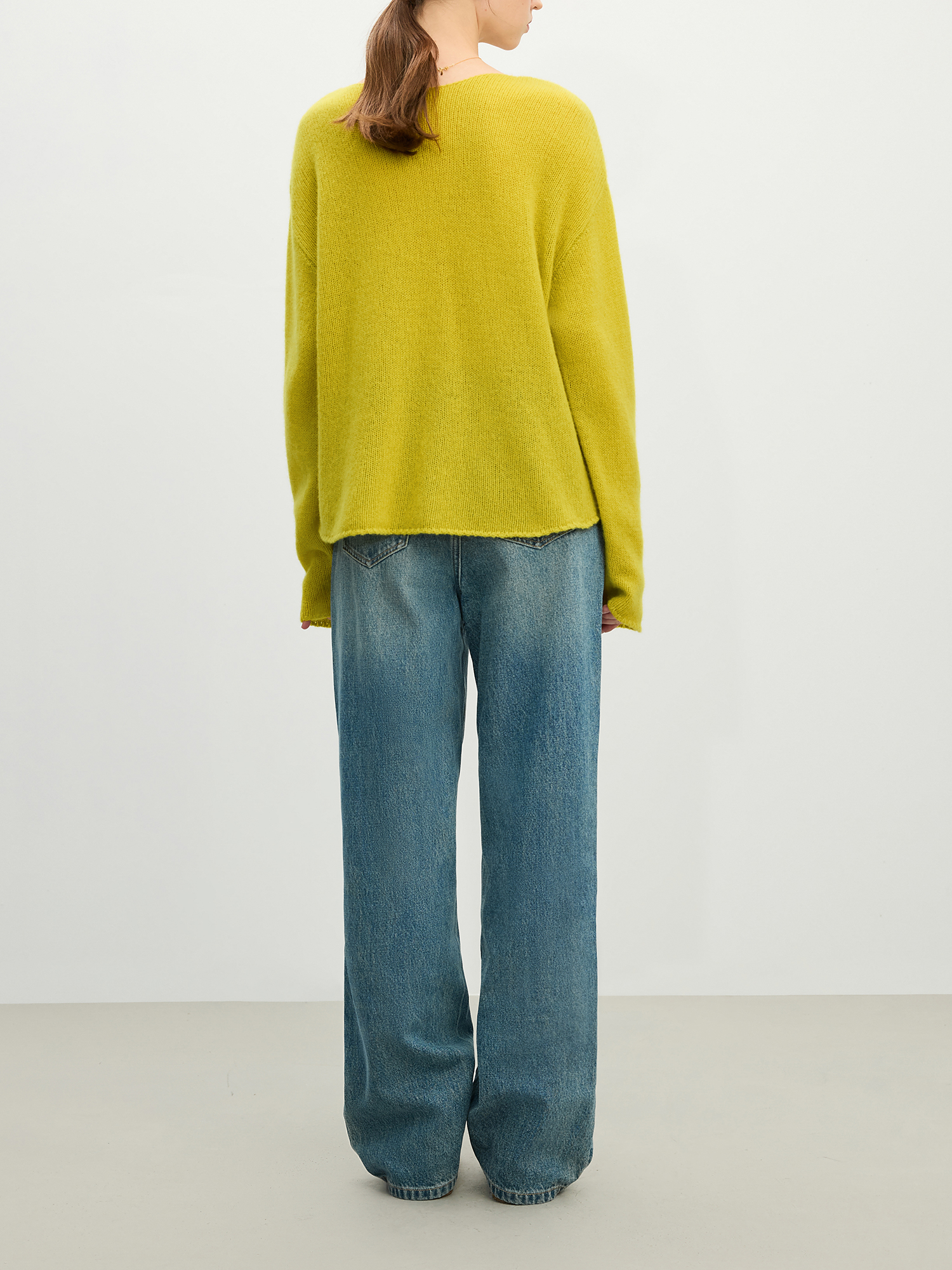 FSLE Frauen Solide Pullover Pullover 100 % Wolle Weibliche Stricken Pullover Boot Kragen 2025 Frühling Gelb Grün Casual Pullover 25FS11207