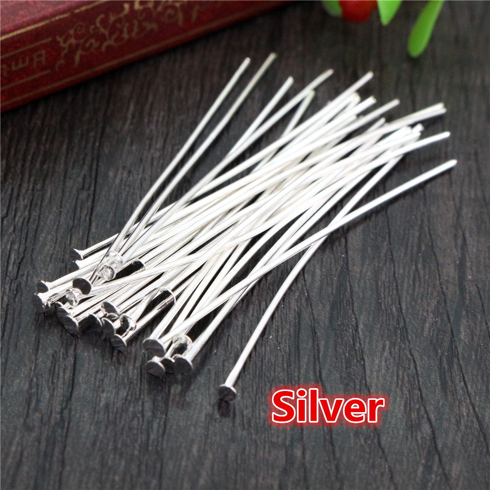 200ชิ้น/ล็อต16 20 25 30 35 40 45 50มิลลิเมตรหัวแบน/หัวบอลตาหัว Pins โลหะ Headpins สำหรับการค้นพบเครื่องประดับทำอุปกรณ์ DIY