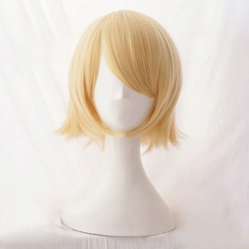 Rin สั้นสีบลอนด์สังเคราะห์ทนความร้อนผมอะนิเมะคอสเพลย์ Wigs