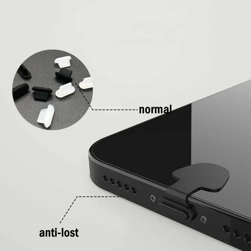 2/4/6PCS พอร์ตชาร์จ Anti-Dust Dirt Plug สําหรับ IPhone Samsung USB Type-C พอร์ต Protector ซิลิโคนปลั๊กฝุ่นฝาครอบ anti-Lost หมวก
